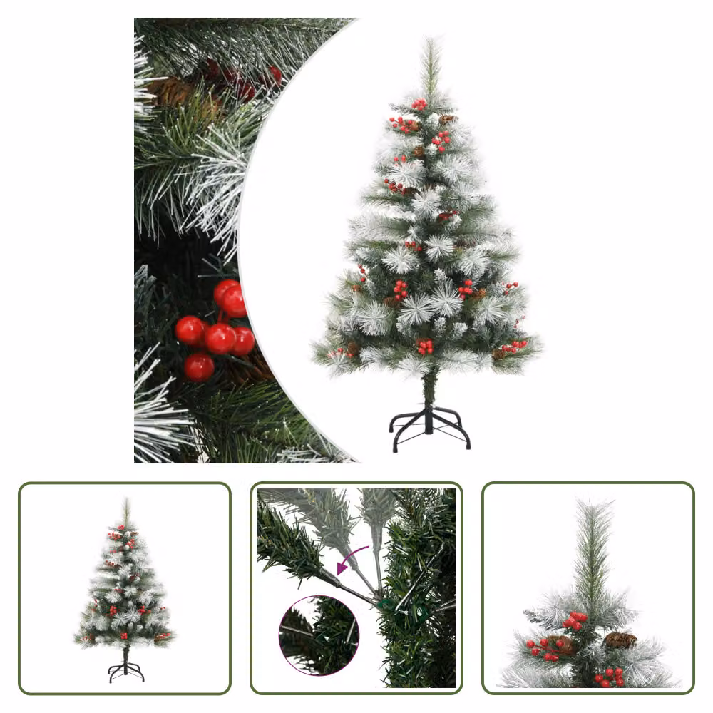 The Living Store Albero di Natale artificiale pieghevole con pigne e bacche 150 cm