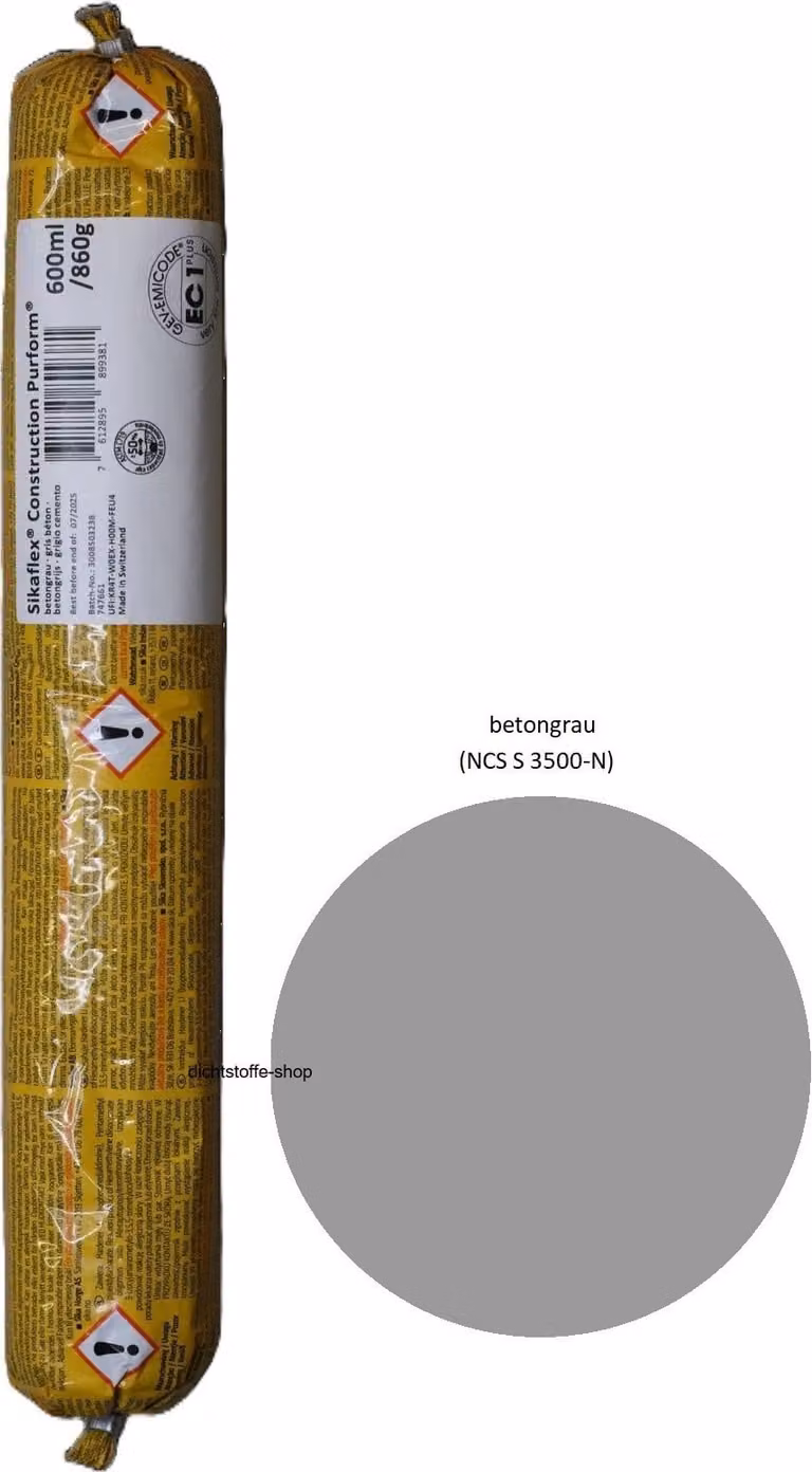 Sikaflex Construction 1K, sigillante poliuretanico, bustina da 600 ml, grigio cemento