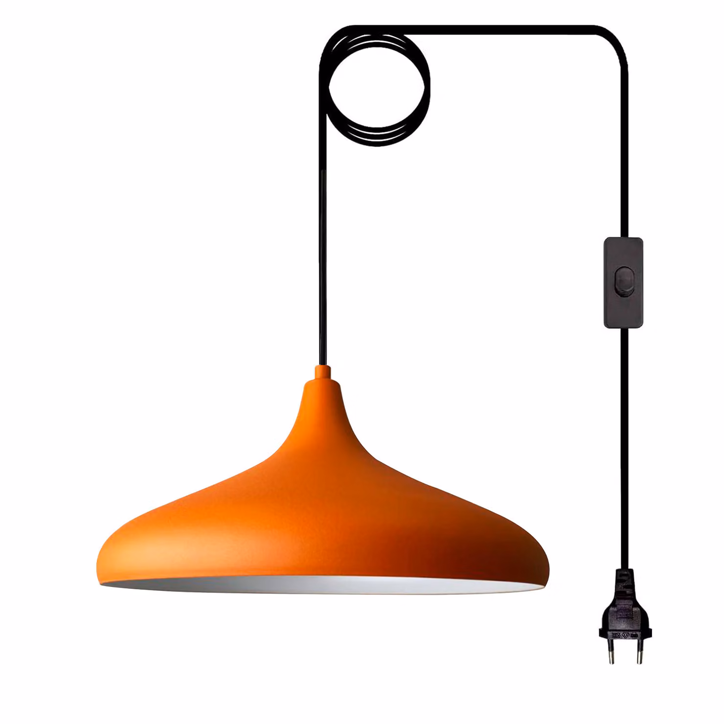 Lampada a sospensione Champion con spina 35 cm, lampada in metallo arancione