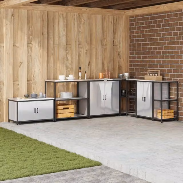 Unità di scaffali per cucina e giardino vidaXL Argento L: 90 cm, P: 50 cm, H: 92 cm