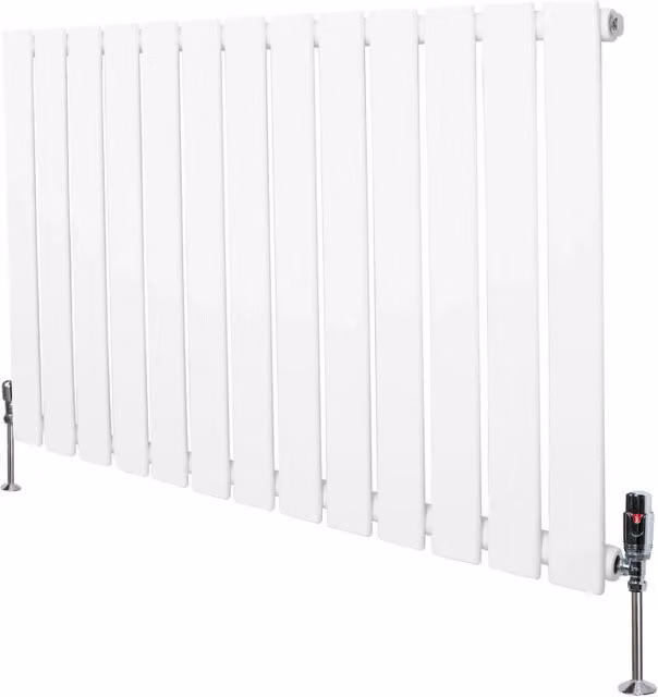 Radiatore Orizzontale in Acciaio Monster Group BV Bianco L: 60 cm, H: 91 cm con Valvole Termostatiche e Staffa a Parete