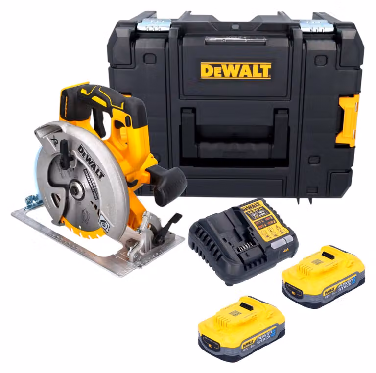 Sega circolare a batteria DeWalt DCS 570 H2T 18 V 184 mm senza spazzole + 2x batteria Powerstack 5,0 Ah + caricabatterie + TSTAK