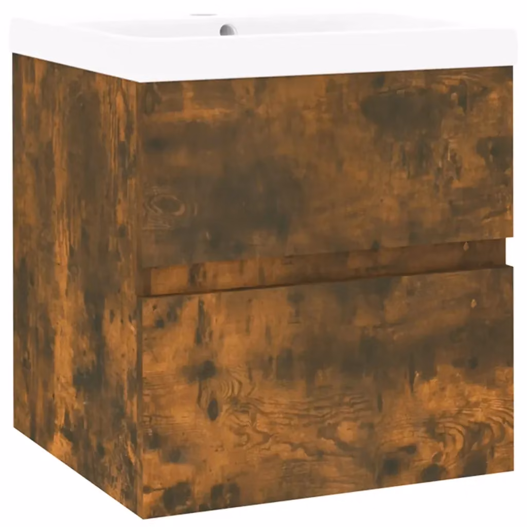 Mobile Bagno Sospeso vidaXL con Lavabo in Ceramica, Rovere e Bianco, Design Moderno – 2