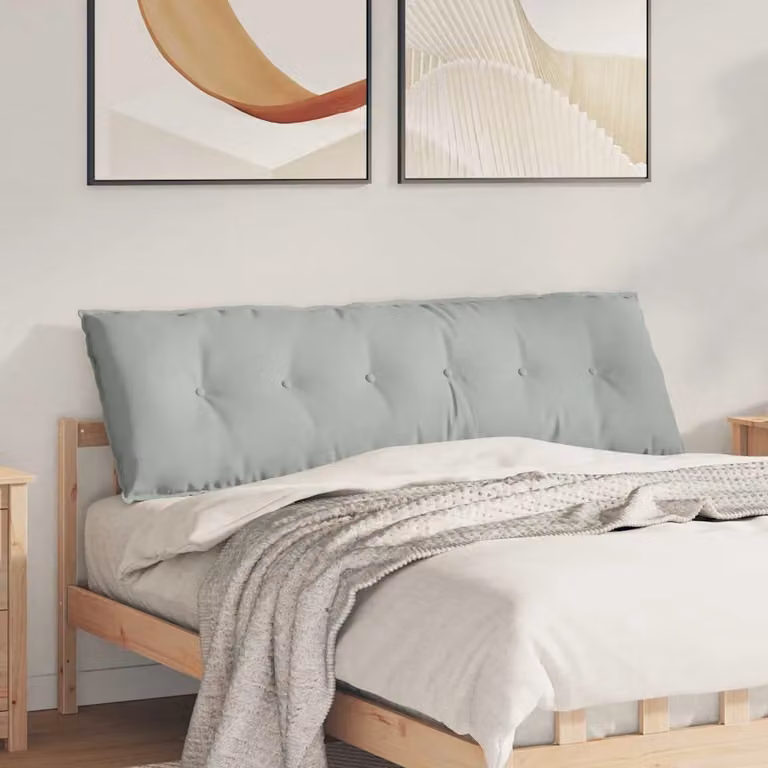 vidaXL Cuscino per Schiena Contornato in Velluto a Costine Grigio L: 160 cm, H: 50 cm