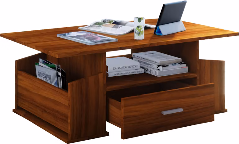 Tavolino in legno con spazio di archiviazione sufficiente | Dimensioni ca. H. 44 x W. 110 x D. 52 cm | Tavolo soggiorno con cassetto - Junata