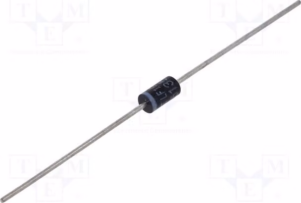 1 x Diodo Zener: Ø9,52x5,21mm, 5W, 500nA, NTE5135A. Diodo Zener a montaggio su circuito stampato, componente singolo, 20V
