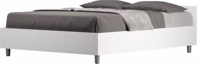 BS COM Letto matrimoniale francese con rete 140x200 bianco frassino