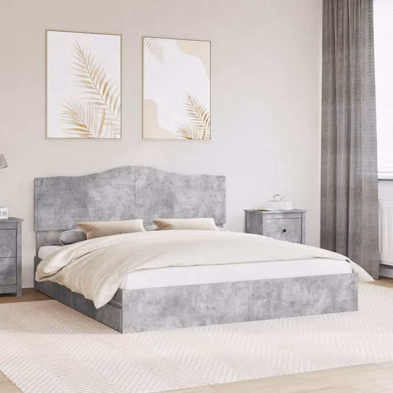 Letto con contenitore e cassetto vidaXL in tessuto Grigio, L/P/H: 200 x 200 x 206 cm