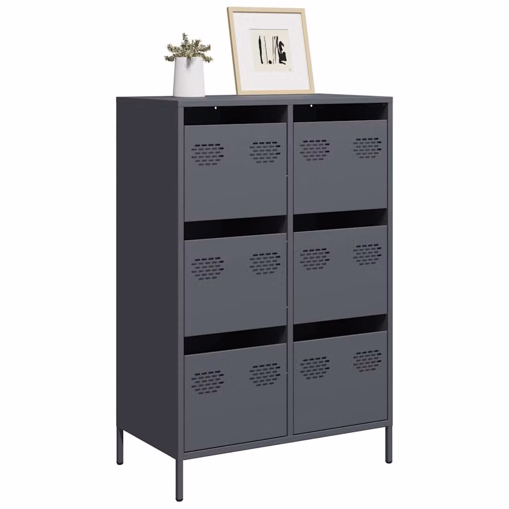 Credenza moderna vidaXL in metallo antracite L: 68 cm, P: 39 cm, H: 101,5 cm
