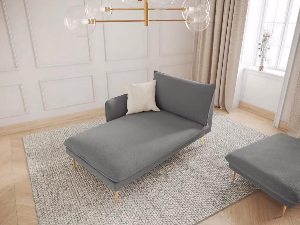 Chaise longue sinistra Vienna di Cosmopolitan Design in bouclé grigio L/P/H: 130 x 95 x 95 cm – 2