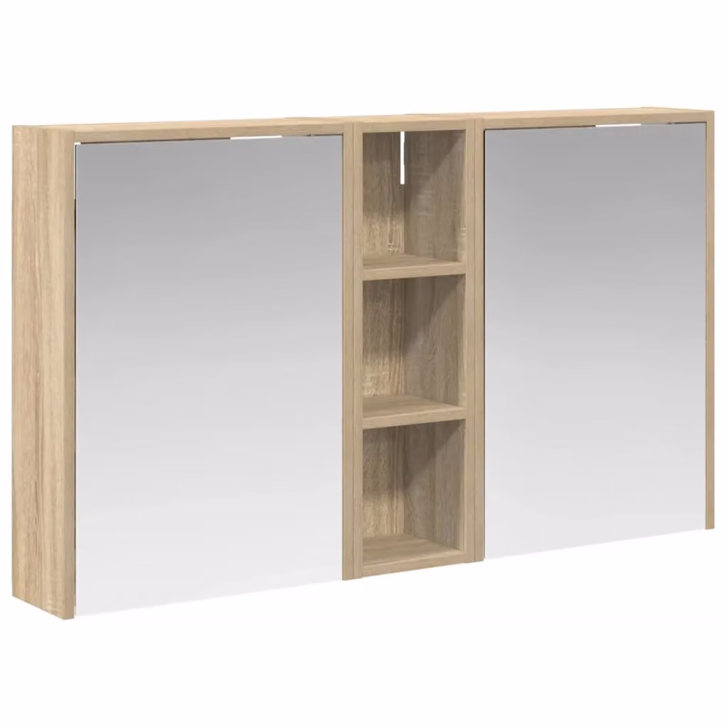 Set di 3 armadi da bagno vidaXL con specchio e illuminazione LED, finitura opaca, L/P/H: 106 x 16 x 62,5 cm – 2