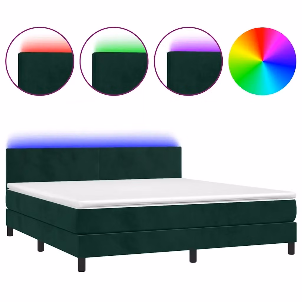 Letto Ibrido con Materasso vidaXL in Velluto Verde con Illuminazione LED Sotto il Letto e Porte USB L/P/H: 180 x 200 x 88 cm – 2