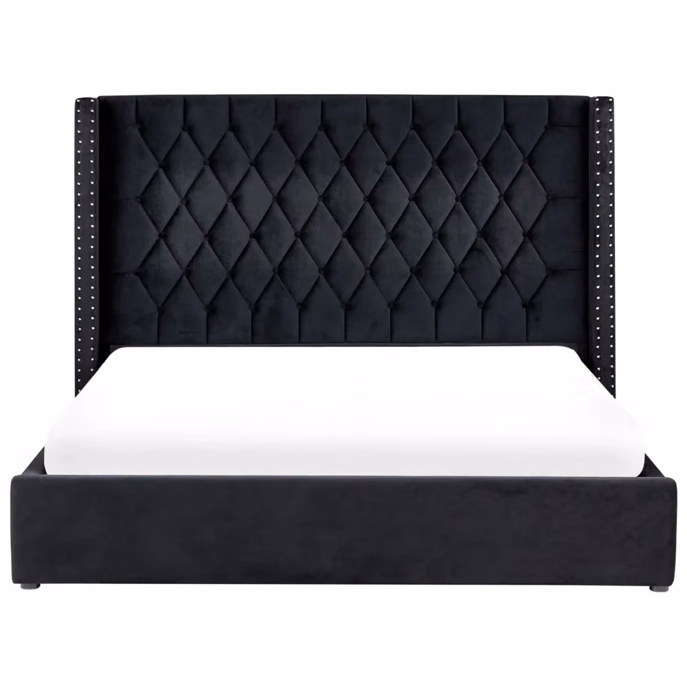 Letto contenitore Beliani in velluto nero e argento stile glamour L/P/H: 180 x 200 x 75 cm – 2