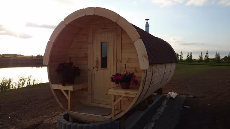 Sauna Saunafass Outdoor Gartensauna 590 x Ø 2,27 Saunafass Bausatz