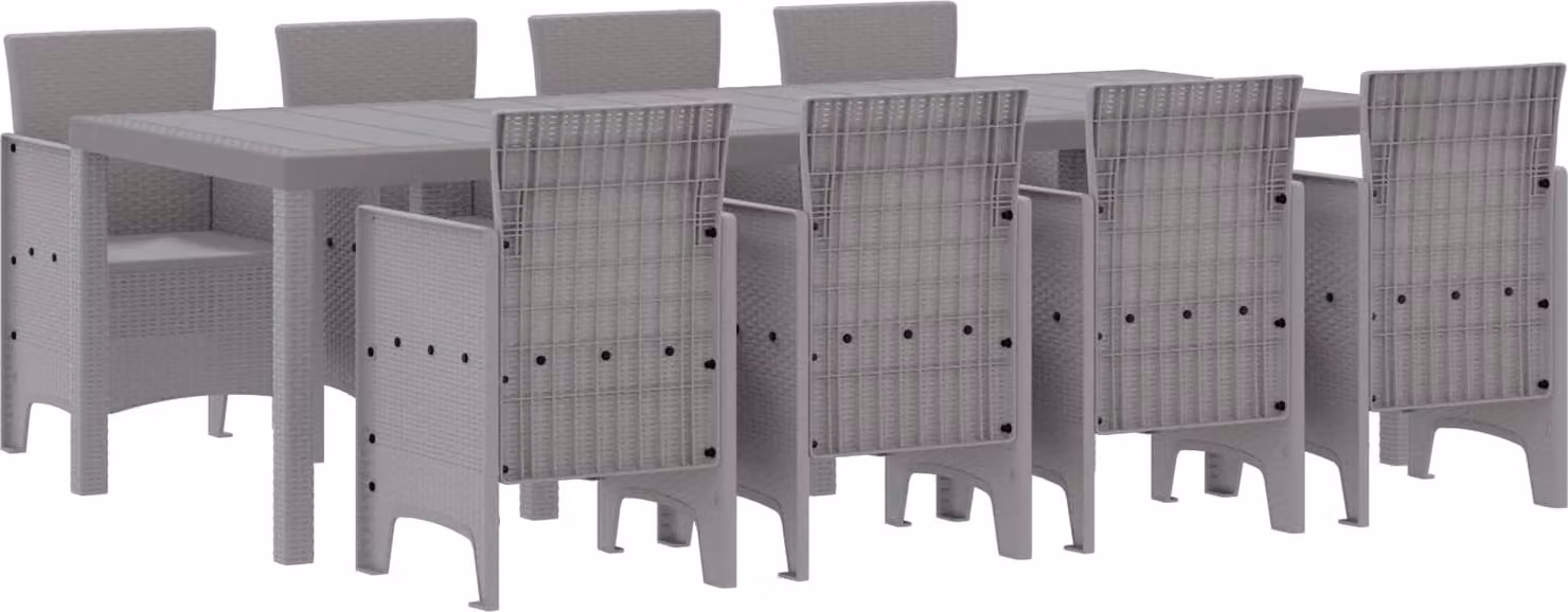 Set da Pranzo per Giardino 9 pcs Bianco Polipropilene