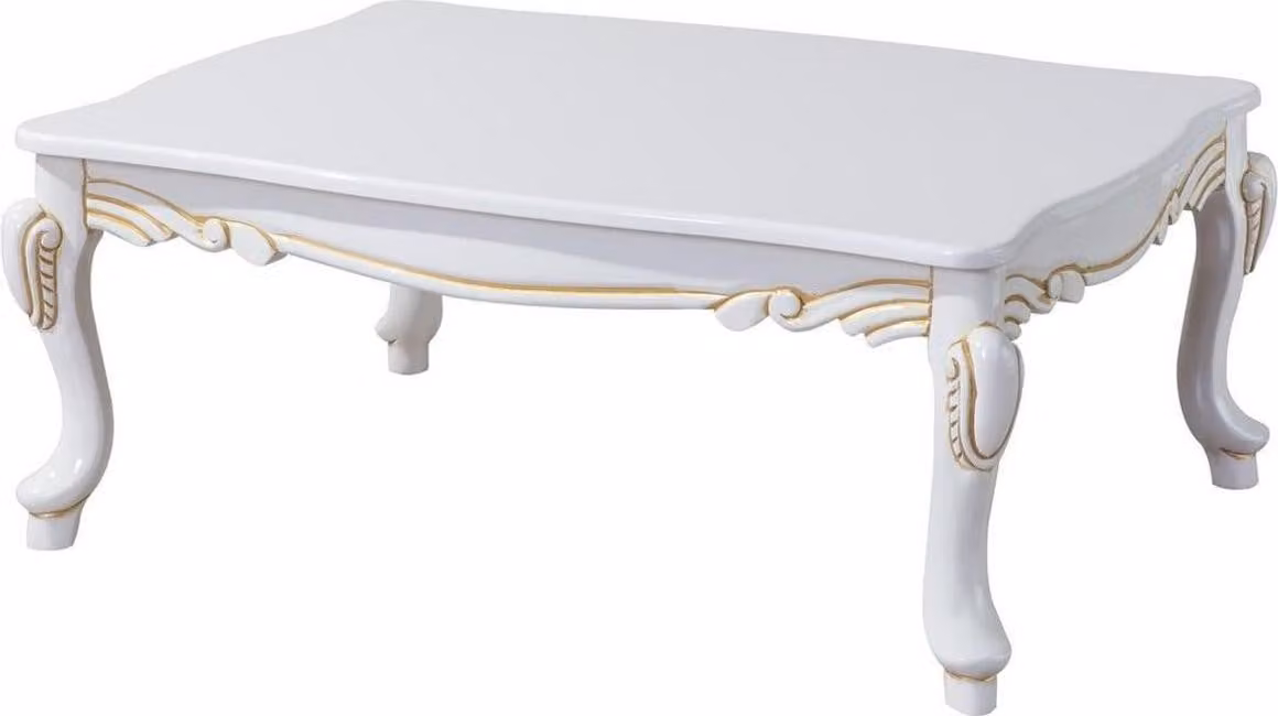 Casa Padrino tavolino barocco bianco/oro 110 x 77 x h. 45 cm - Tavolo rettangolare da salotto in stile barocco - Mobili barocchi