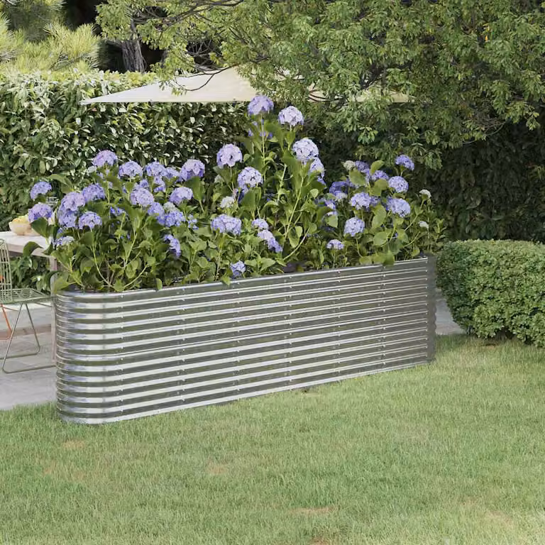 vidaXL Letto Giardino Acciaio Zincato 260x40x68cm Argento