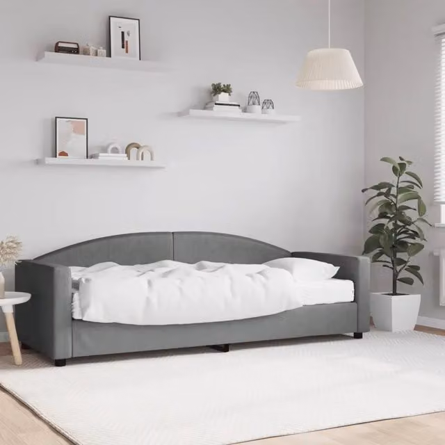 Divano Letto Moderno vidaXL in Tessuto Grigio con Funzione Letto L/P/H: 80 x 200 cm