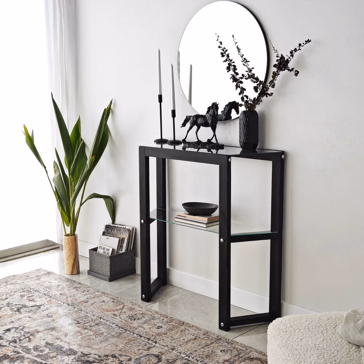 Skye Decor, Trapezoid - Antracite, Comò, 100% LEGNO MASSICCIO, Antracite, 85 x 31 x 85 cm