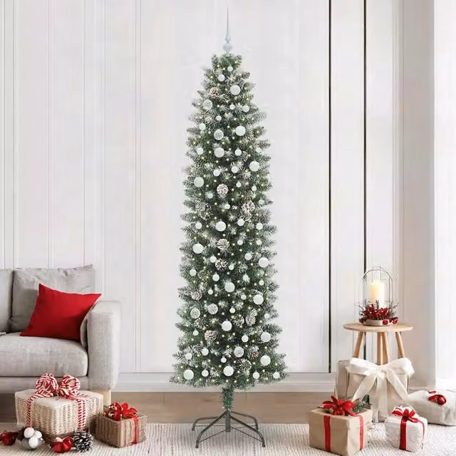 Albero di Natale artificiale moderno vidaXL verde e bianco, Altezza: 240 cm