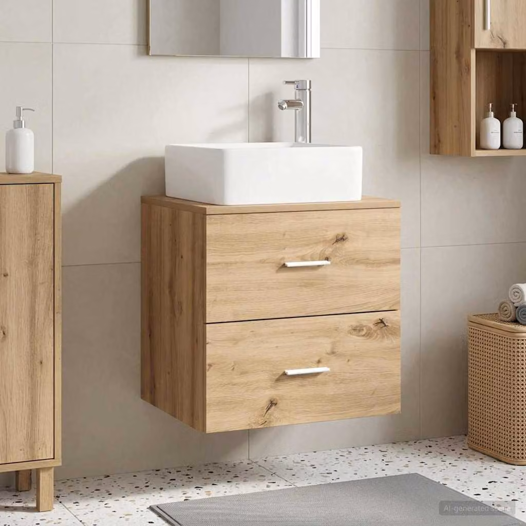 Mobile Lavabo da Parete vidaXL in Rovere Moderno Marrone L: 53 cm, P: 34,5 cm, H: 63 cm