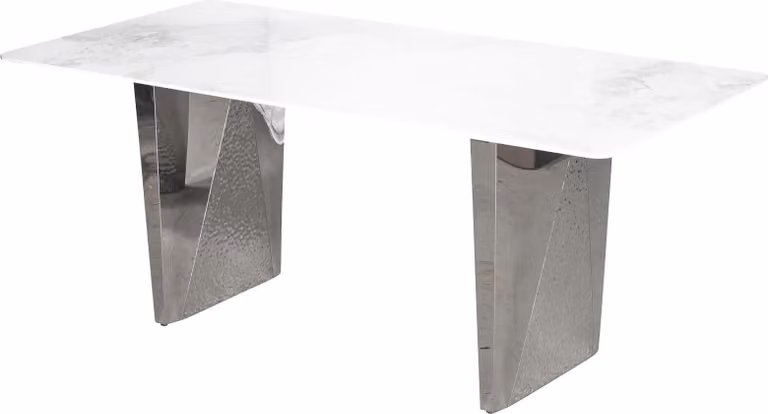 FURNLUX Tavolo da pranzo Modig Marble White And Silver 200cm / Colore principale: Bianco / Dimensioni: 200 x 75 x 100 cm
