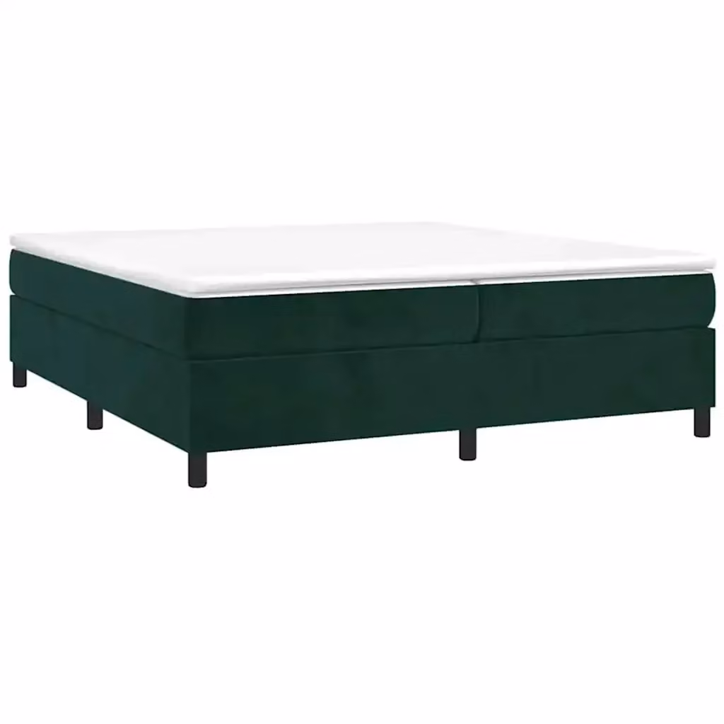 Letto a Molle Ibrido vidaXL in Velluto Verde Scuro con Materasso Bianco L/P/H: 200 x 200 x 35 cm – 2