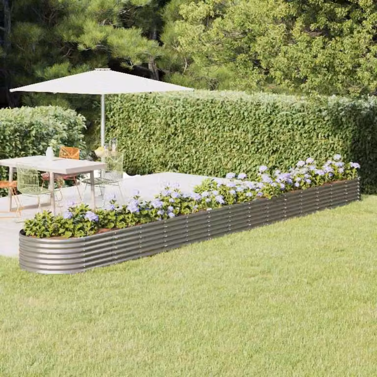 Letto rialzato da giardino vidaXL in acciaio zincato Argento L: 620 cm, P: 80 cm, H: 36 cm