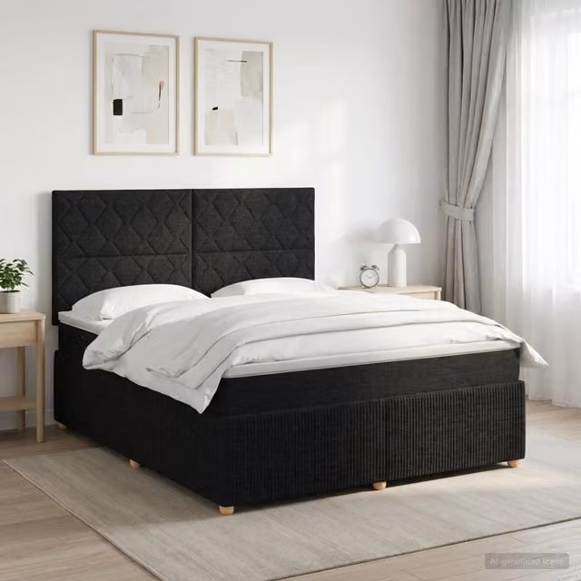 Letto box spring con materasso ibrido vidaXL Nero L 140 x P 190 cm