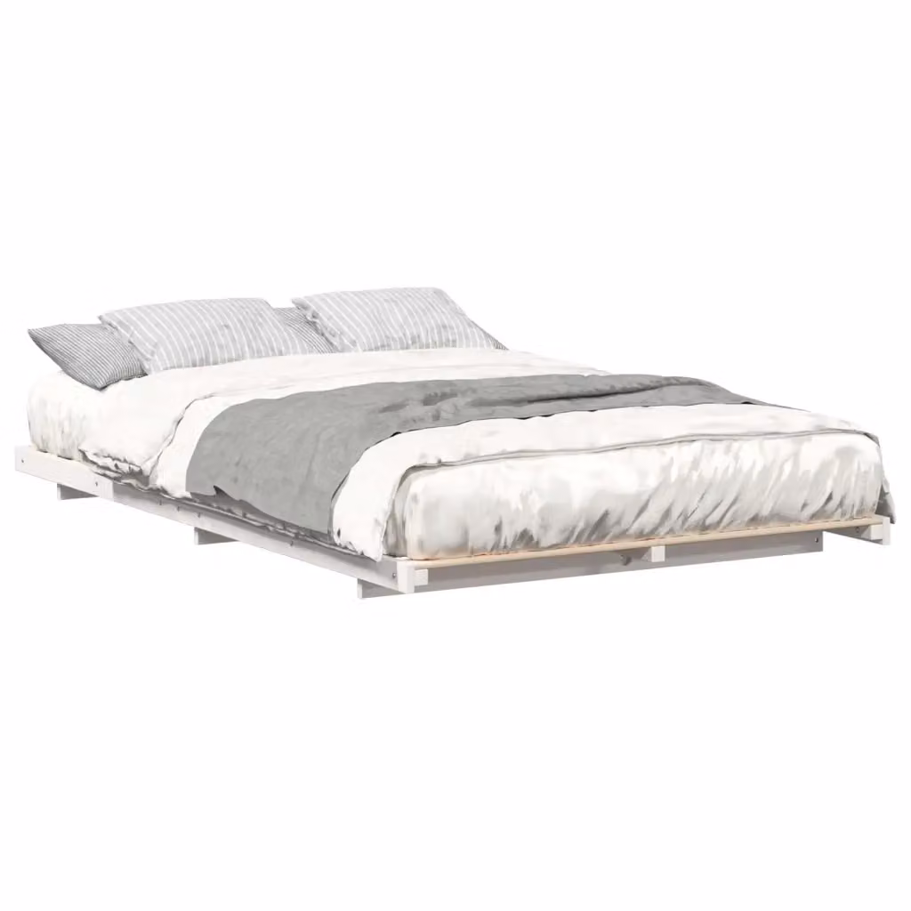 Struttura letto in pino massello bianco vidaXL L/P/H: 135 x 190 x 220 cm – 2