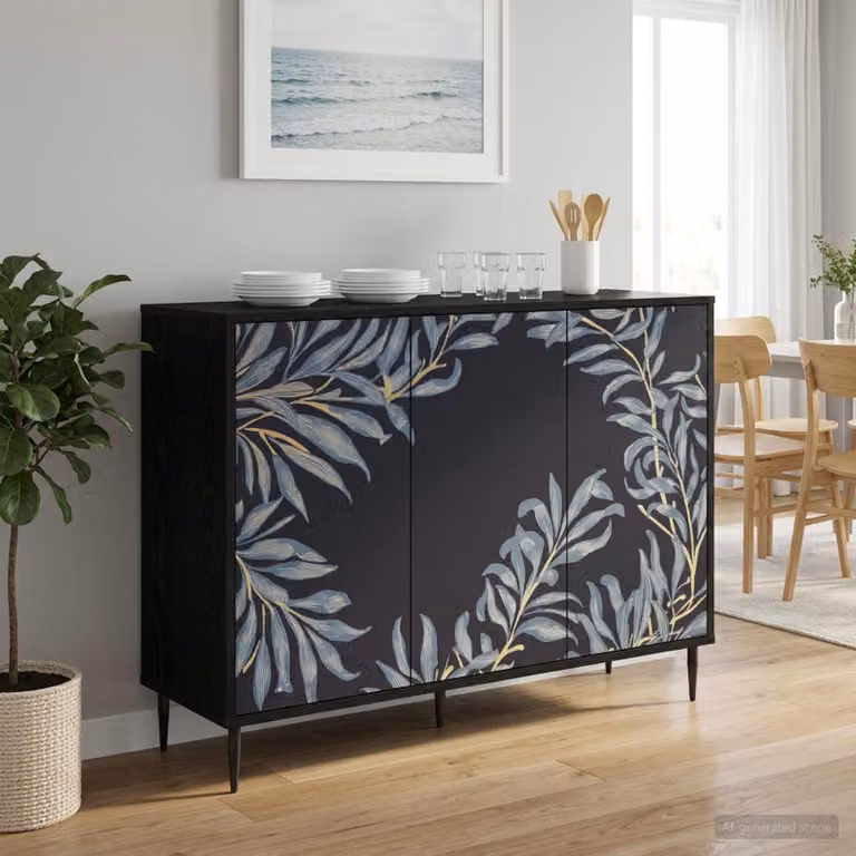Credenza moderna vidaXL DOKKUM in Rovere Nero, L: 102 cm, P: 33 cm, H: 76 cm