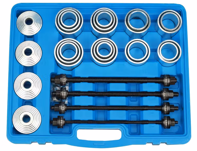 Set di 28 cuscinetti silenziosi, presse per cuscinetti, estrattori e spingitori, set di utensili con custodia