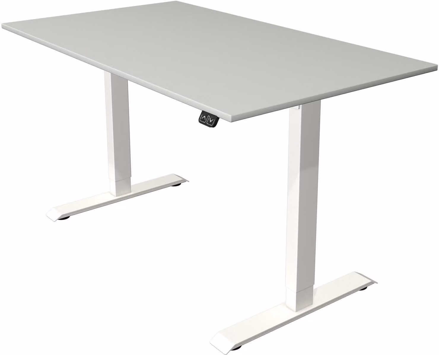 Tavolo da seduti/in piedi Move 1, regolabile elettricamente in altezza fino a 123 cm, LxP 140x80 cm, grigio chiaro/bianco
