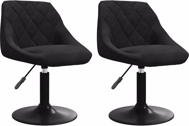 Set di 2 sedie da pranzo girevoli a 360 gradi in velluto nero con design moderno per cucina e sala da pranzo
