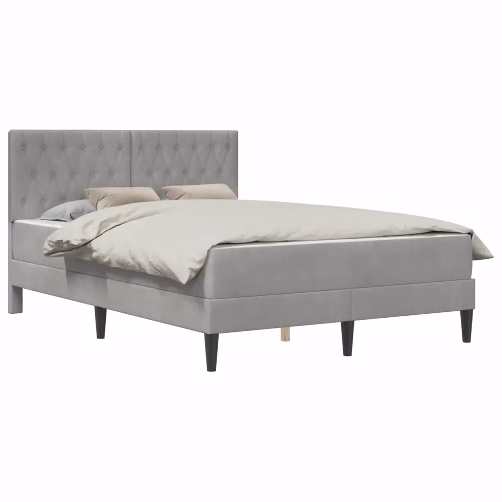 Letto moderno con struttura imbottita in velluto e materasso vidaXL Grigio, L/P/H: 120 x 200 x 96 cm – 2