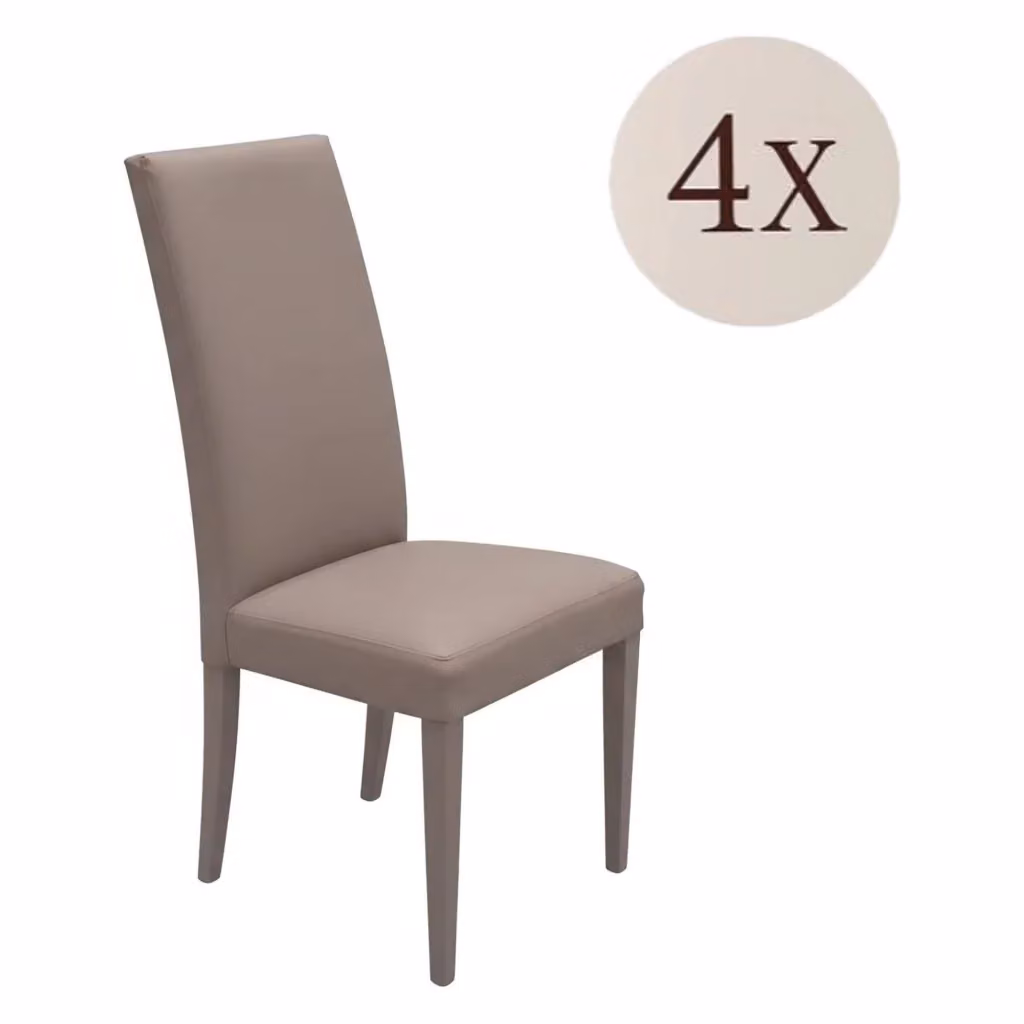 Set di 4 sedie moderne DMORA in ecopelle grigia con struttura in legno – 2