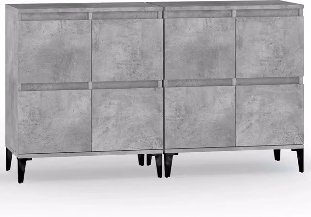 Credenze 2pz | Madia | Buffet da pranzo | Armadio da pranzo Grigio Cemento 60x35x70 cm in Legno Multistrato