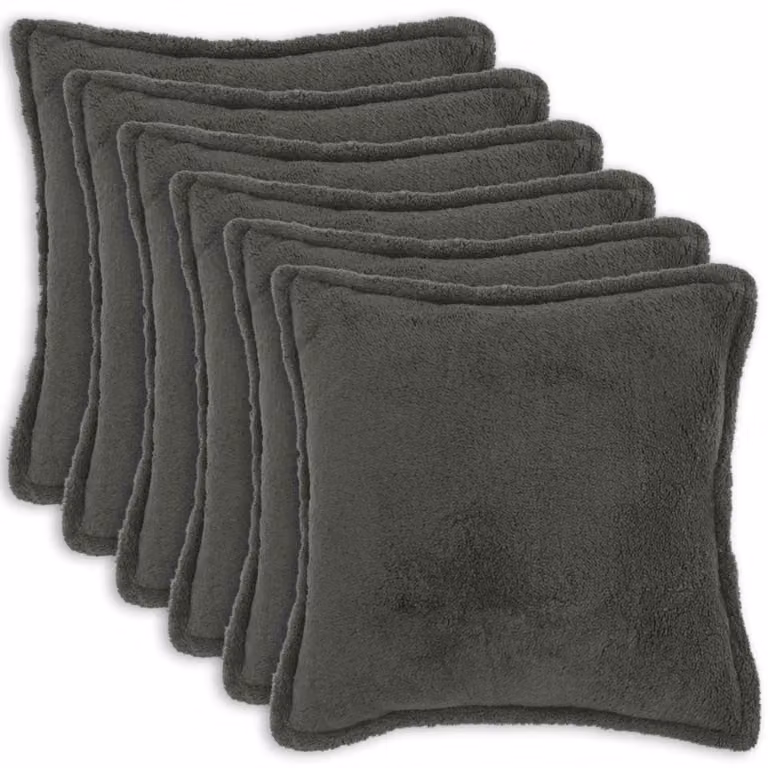 Set di 6 federe vidaXL HOUTEN in tessuto bouclé grigio scuro, L 70 x P 70 cm