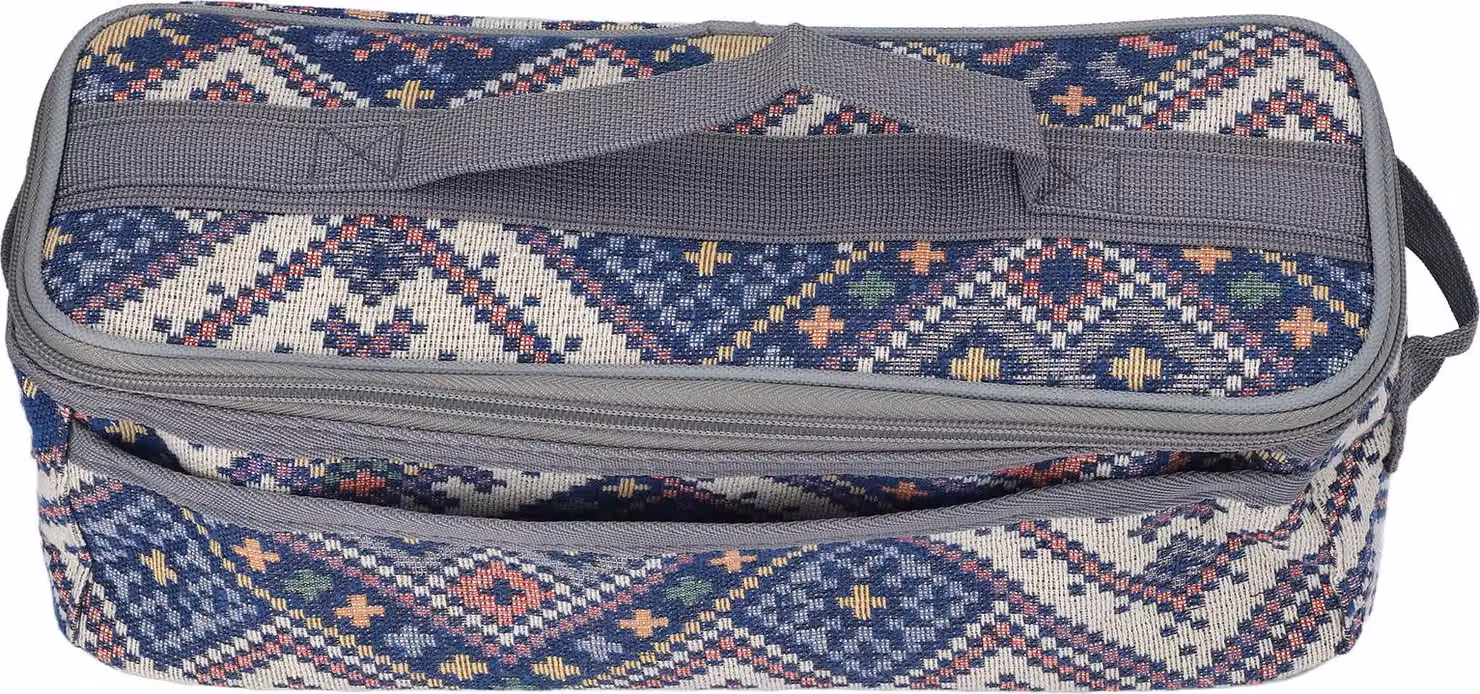 Borsa porta utensili da campeggio di grande capacità Doppia cerniera staccabile Imbracatura nazionale con maniglia per ricamo all'aperto blu