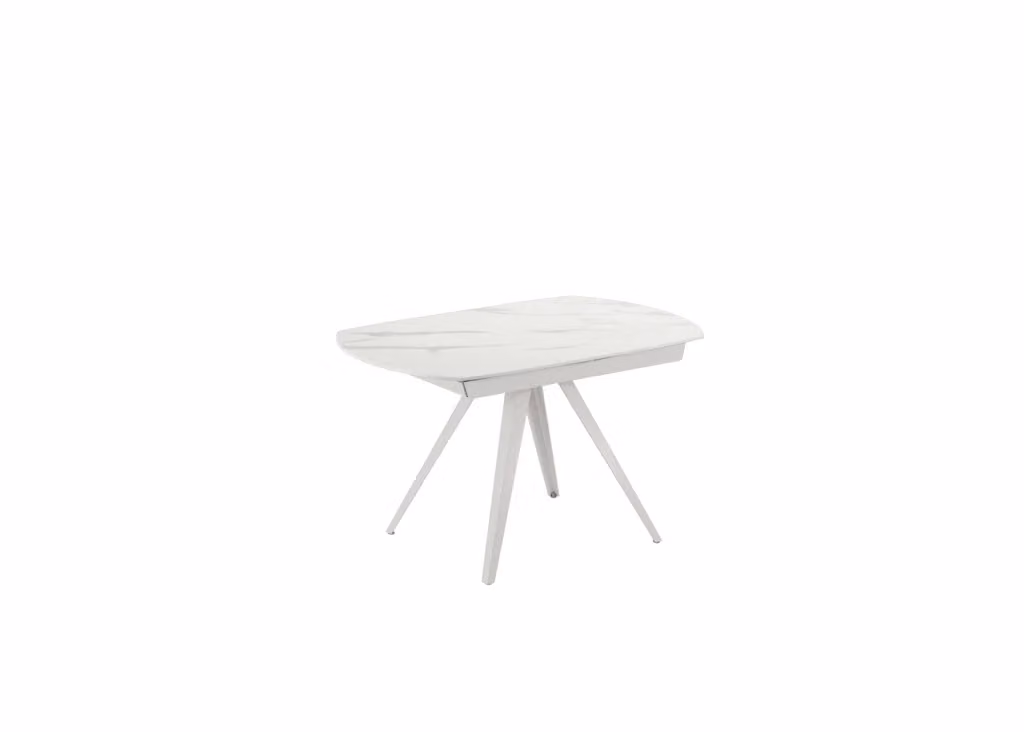 Tavolo Allungabile Kyoto Stones in Ceramica Bianca Opaca con Struttura in Metallo e Design Moderno Rettangolare – 2