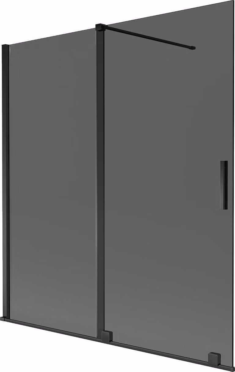 Mexen Velar paratia per vasca da bagno 2 pannelli scorrevoli 150 x 150 cm, grafite, nero - 896-150-000-41-70