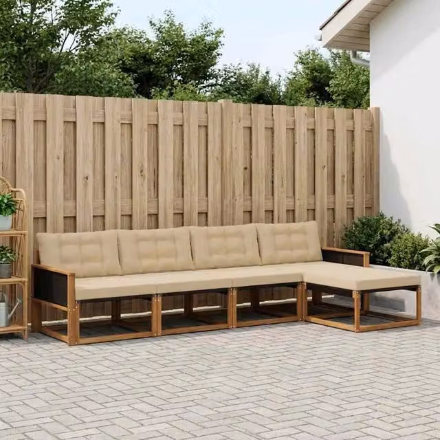 Set di divani da esterno 5 pz Naturale e Beige 3381353