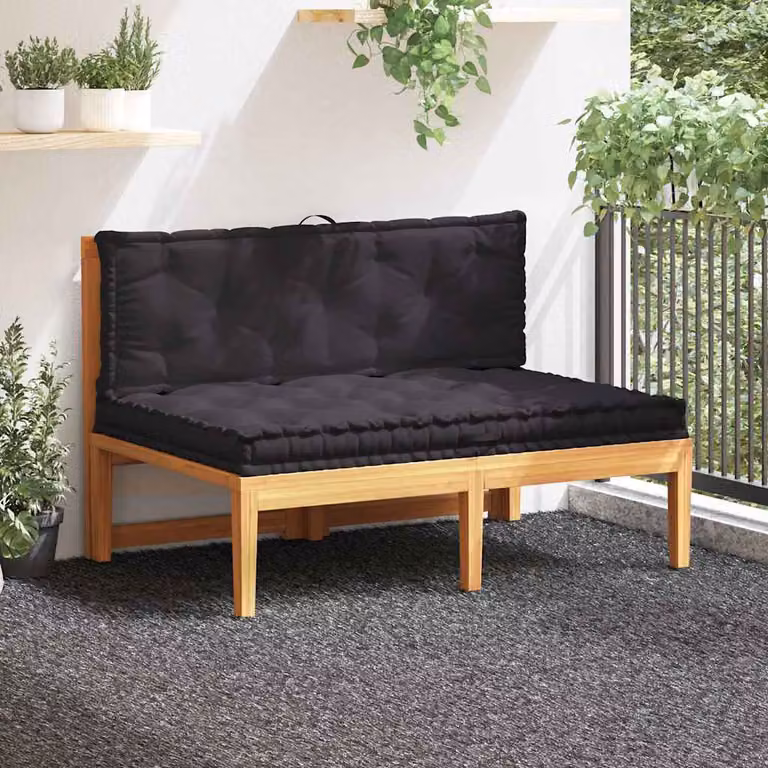 Set di 2 cuscini per pallet e pavimento vidaXL in cotone nero, L 120 x P 80 x H 10 cm
