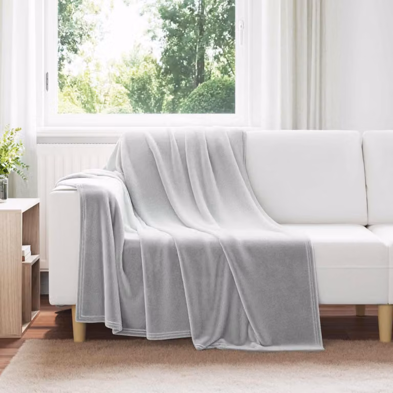 Set di 6 coperte in pile vidaXL grigie, L 150 cm x P 200 cm