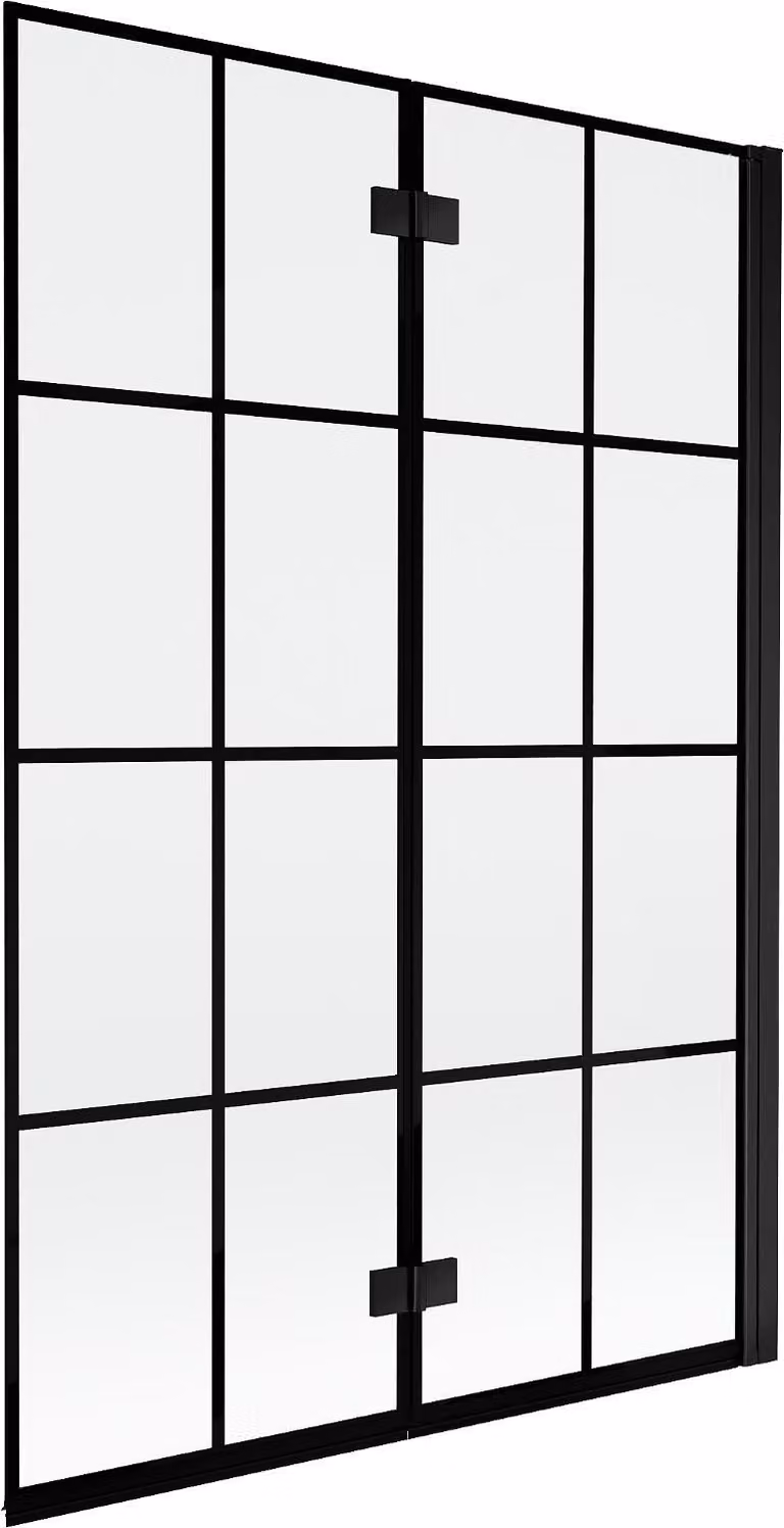 Mexen Mist paravento da doccia a 2 ante destro 120 x 150 cm, griglia nera, nero - 8A9-120-002-70-77-P