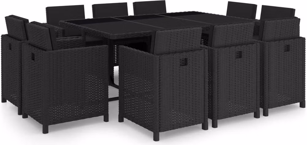 Maison Exclusive - Set da pranzo da giardino 11 pezzi con cuscini in polyrattan nero