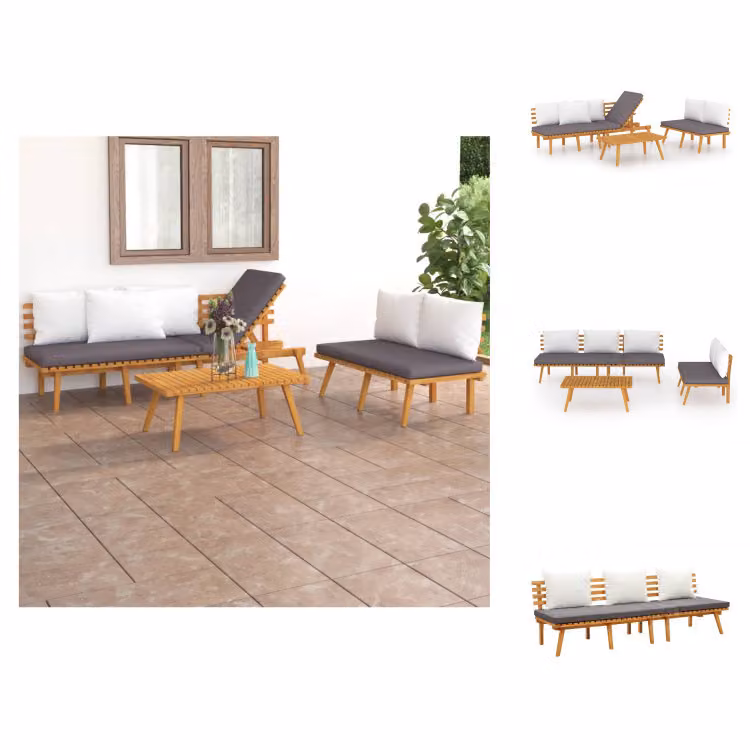 vidaXL Set di 3 pezzi da giardino con cuscini in legno massiccio di acacia - Set di mobili da giardino
