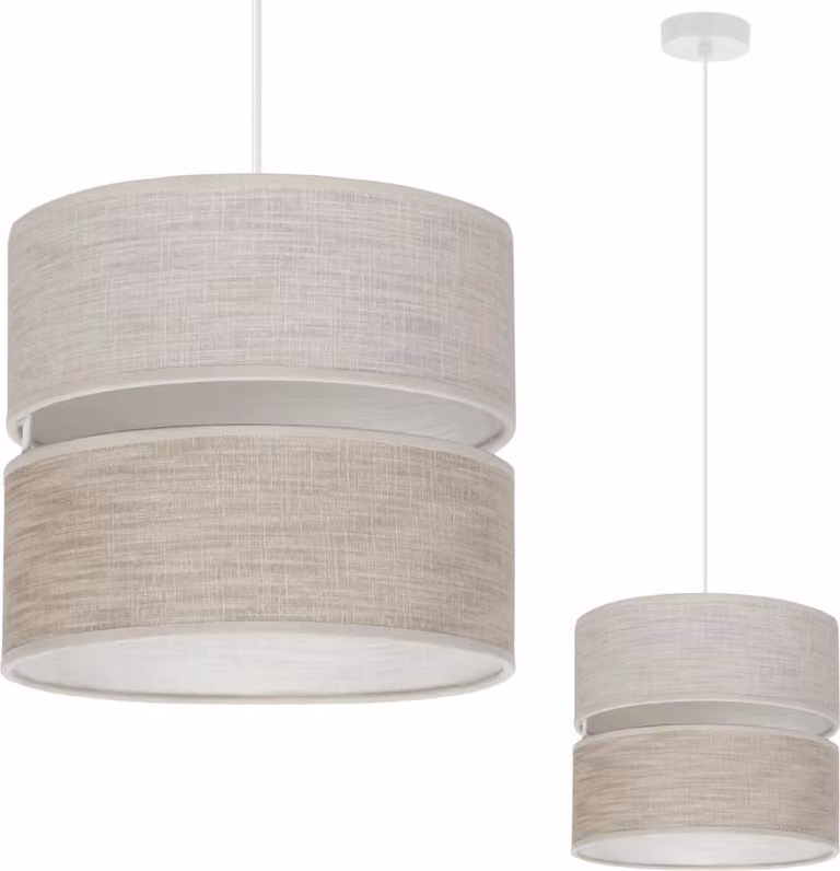 Lampada a sospensione Len Duo bianco 1 luce paralume beige-beige L06 20cm