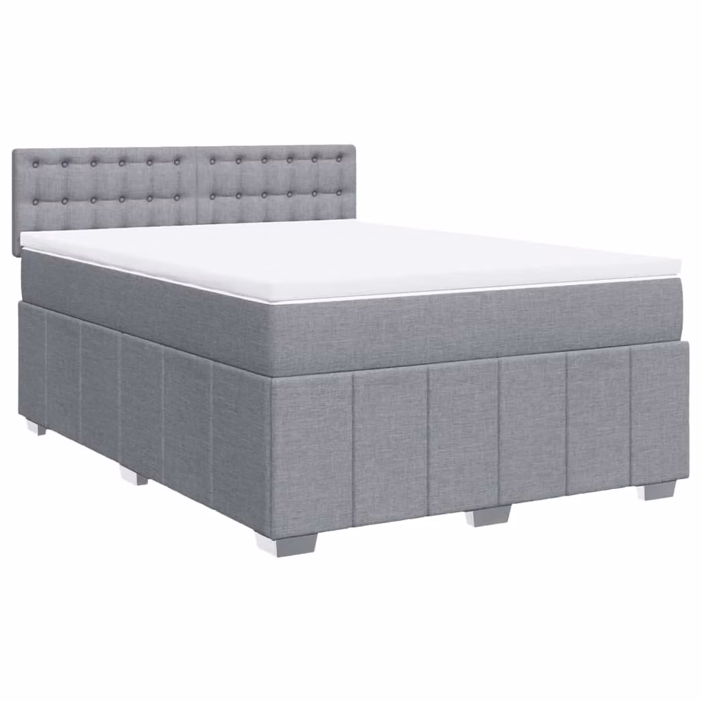 Giroletto a Molle con Materasso Grigio Chiaro 140x190cm Tessuto