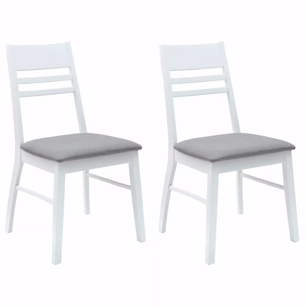 Set di 2 sedie da pranzo vidaXL in legno di gomma bianco con seduta in tessuto per cucina e soggiorno L/P/H: 43 x 54 x 89 cm – 2